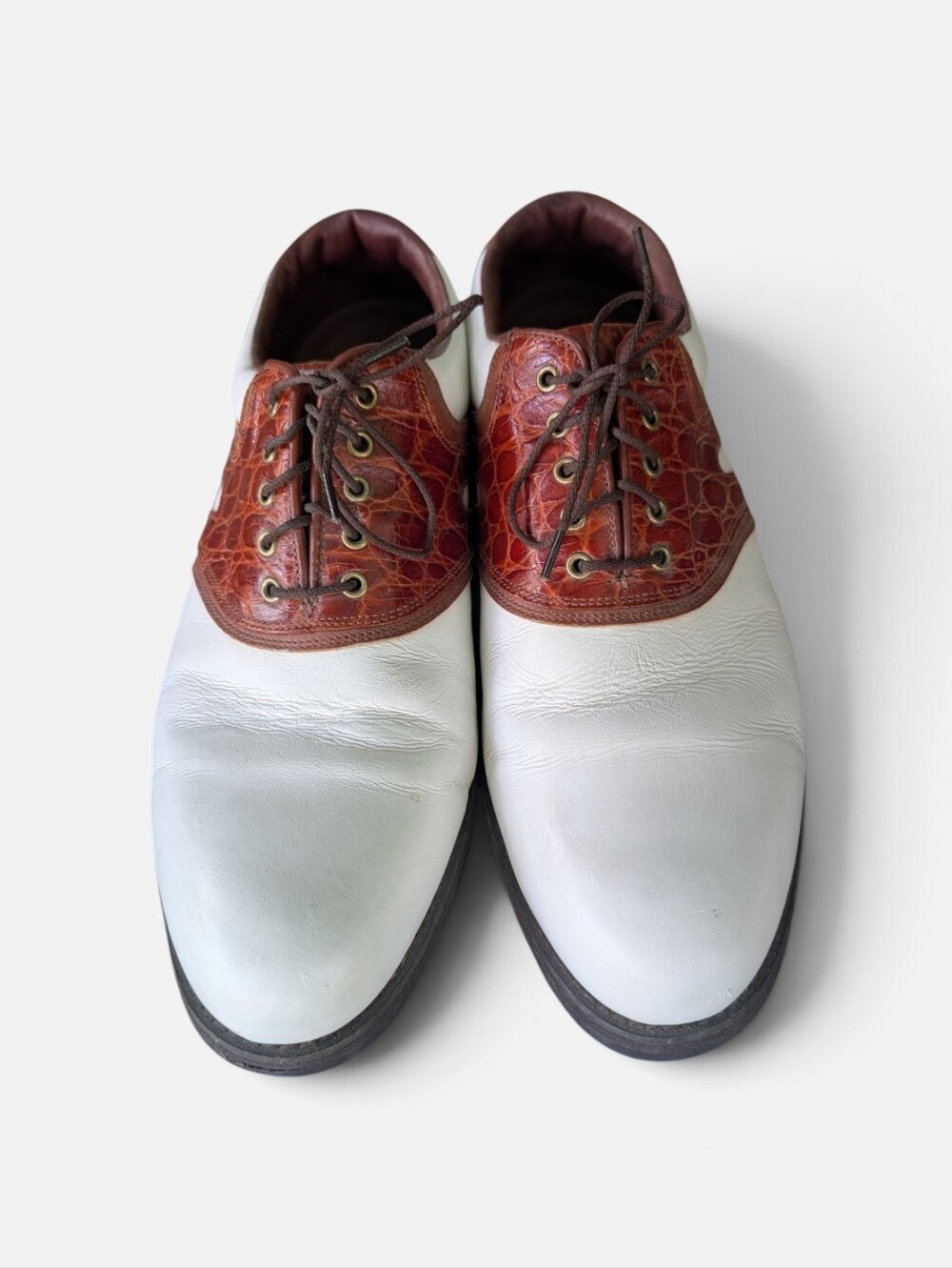 Men's Two-Tone Leather Florsheim Golf Shoes - White and Brown